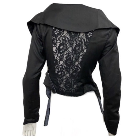 WIDOW - DOLLS KILL black cowl neck asymmetrical wrap jacket NWT - Picture 5 of 8